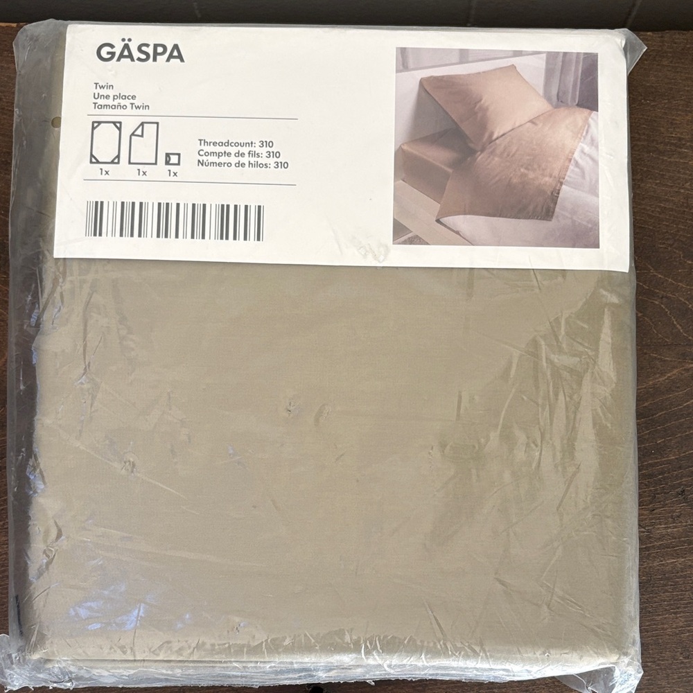 IKEA GÄSPA Twin Sheet Set in Taupe 100% Cotton New!